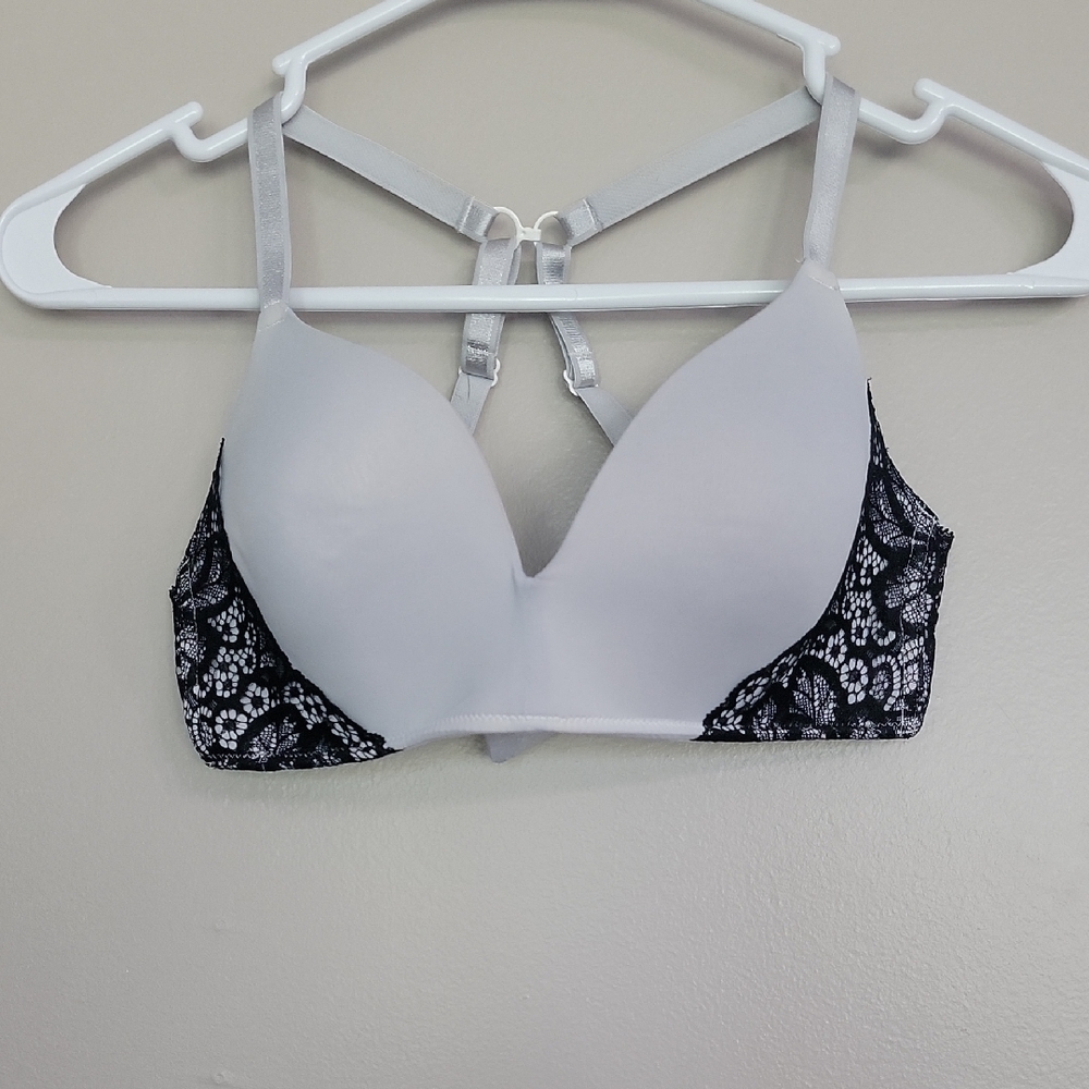 Auden The Bliss Gray And Black Lace Convertible Racer Back Bra Size 34 C